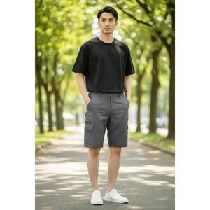 Iron Co. Men's 34 Stretch Tech Cargo Shorts Gray New Inseam 10.5"